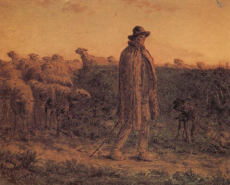 Jean Francois Millet Detail of Shepherden with his sheep Norge oil painting art